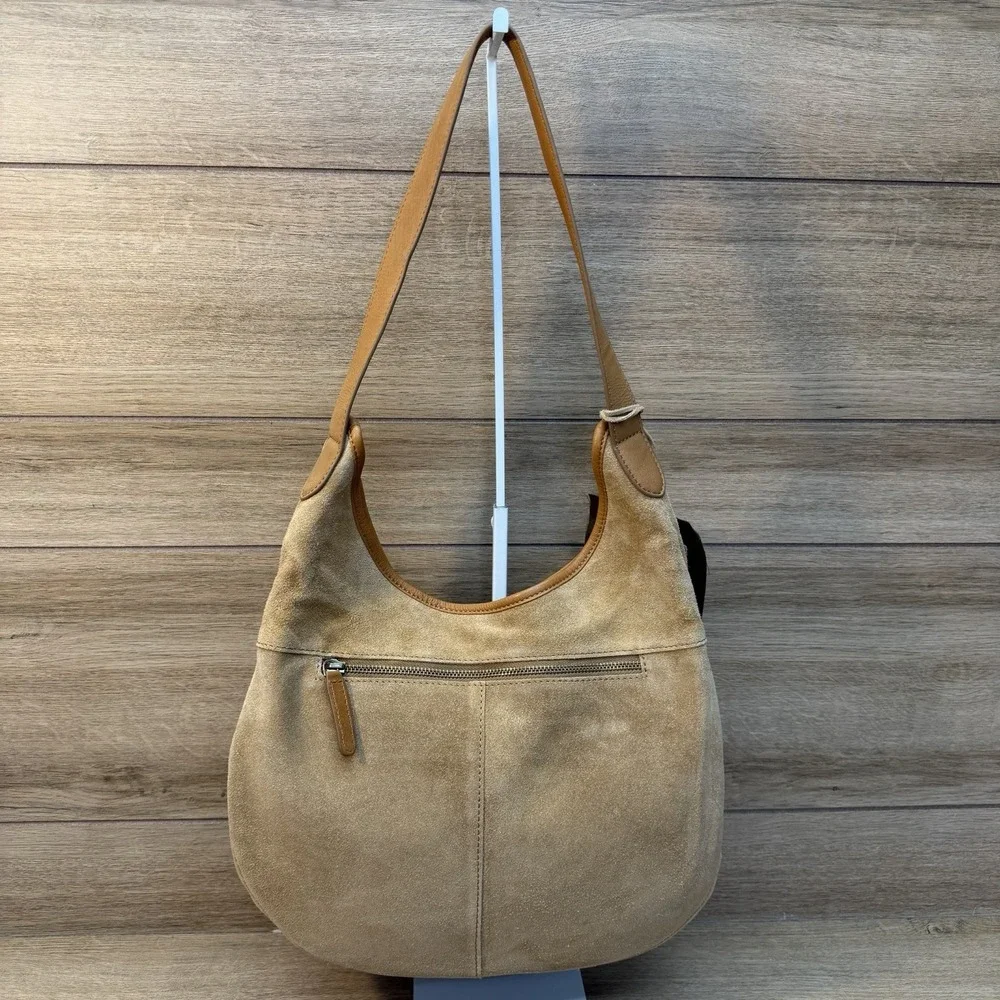 Vilenca Holland Light Brown Suede Leather Fringe Hobo Bag Boho Festival Western